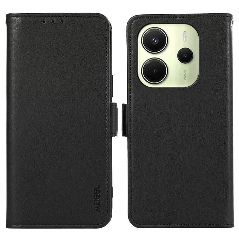 ABEEL para Xiaomi Redmi Note 14 4G (164,84mm) Capa de Couro para Celular com Bloqueio RFID para Carteira - Preto