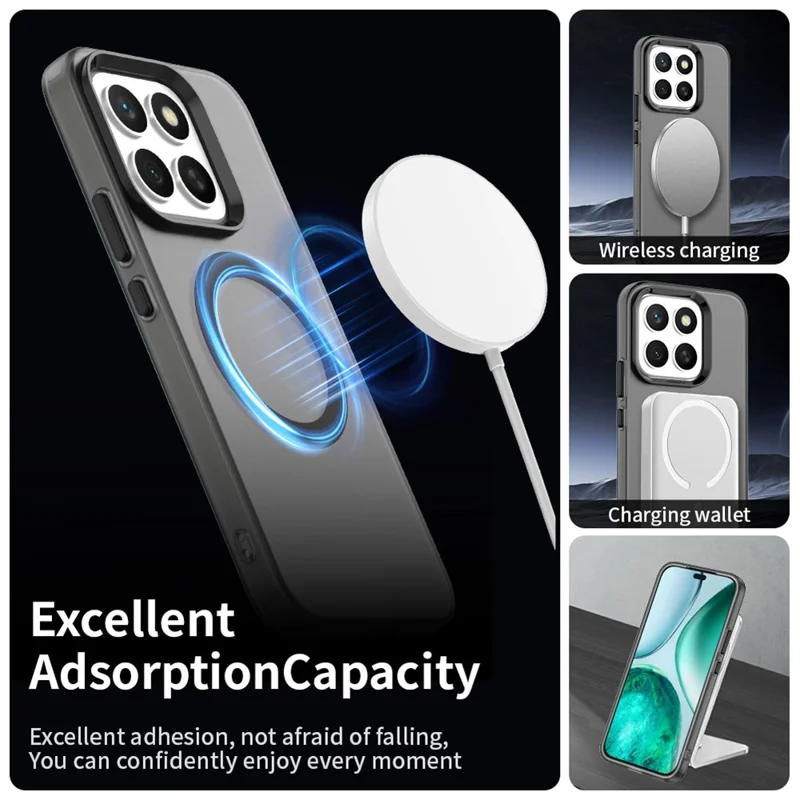 For Honor X8c 4G Magnetic Case Anti Drop Hybrid Phone Back Cover - Black