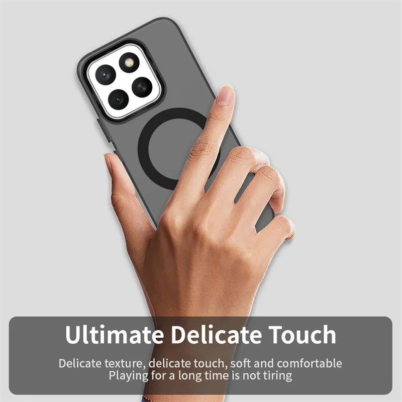 For Honor X8c 4G Magnetic Case Anti Drop Hybrid Phone Back Cover - Black