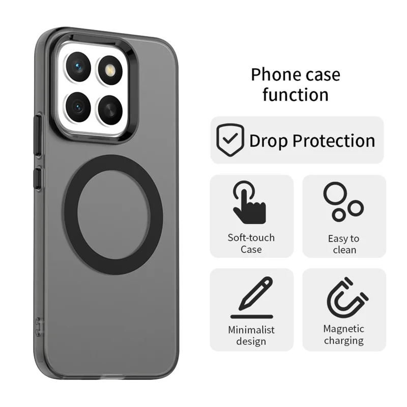 For Honor X8c 4G Magnetic Case Anti Drop Hybrid Phone Back Cover - Black