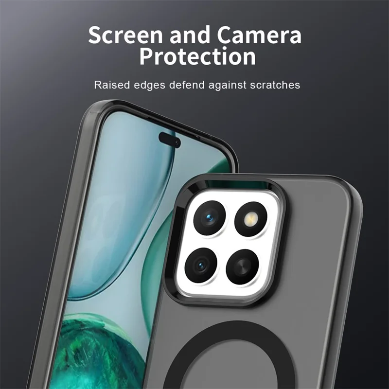 For Honor X8c 4G Magnetic Case Anti Drop Hybrid Phone Back Cover - Black