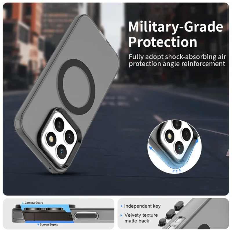 For Honor X8c 4G Magnetic Case Anti Drop Hybrid Phone Back Cover - Black