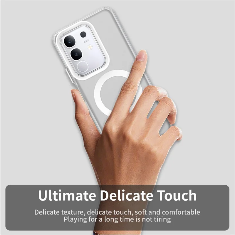For vivo Y29 4G Magnetic Case Anti Drop Hybrid Phone Back Cover - White