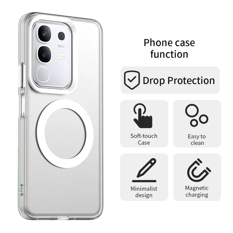 For vivo Y29 4G Magnetic Case Anti Drop Hybrid Phone Back Cover - White