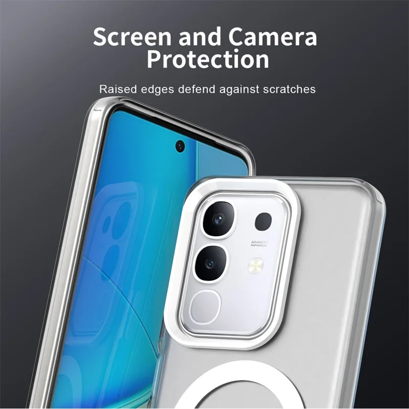 For vivo Y29 4G Magnetic Case Anti Drop Hybrid Phone Back Cover - White
