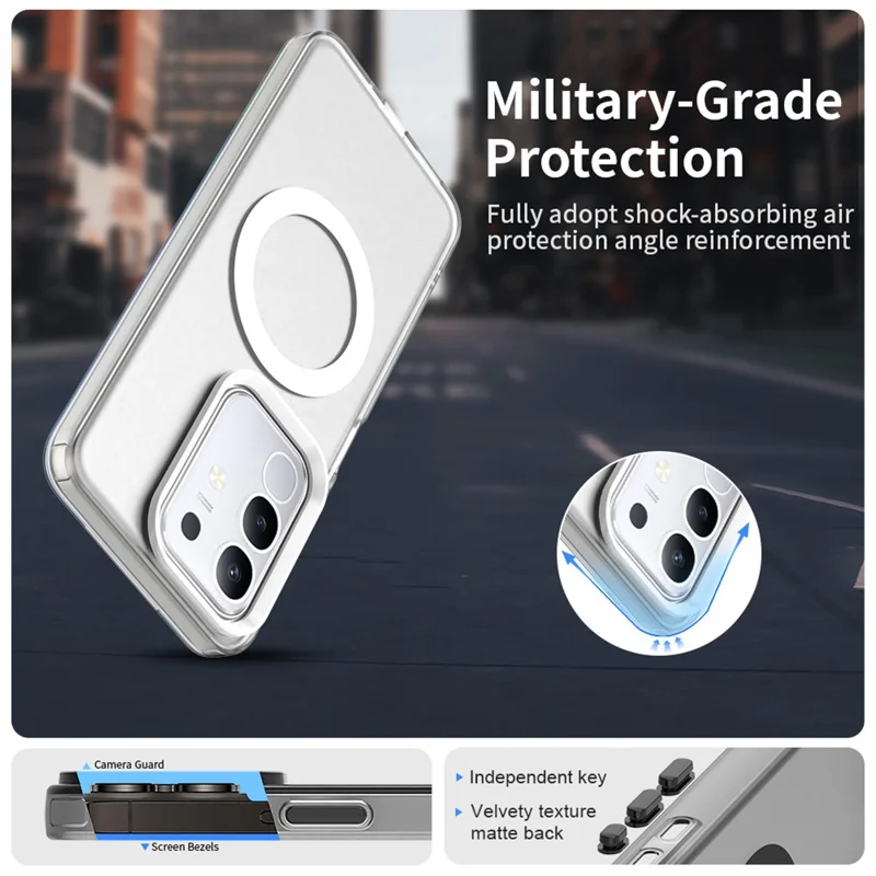 For vivo Y29 4G Magnetic Case Anti Drop Hybrid Phone Back Cover - White