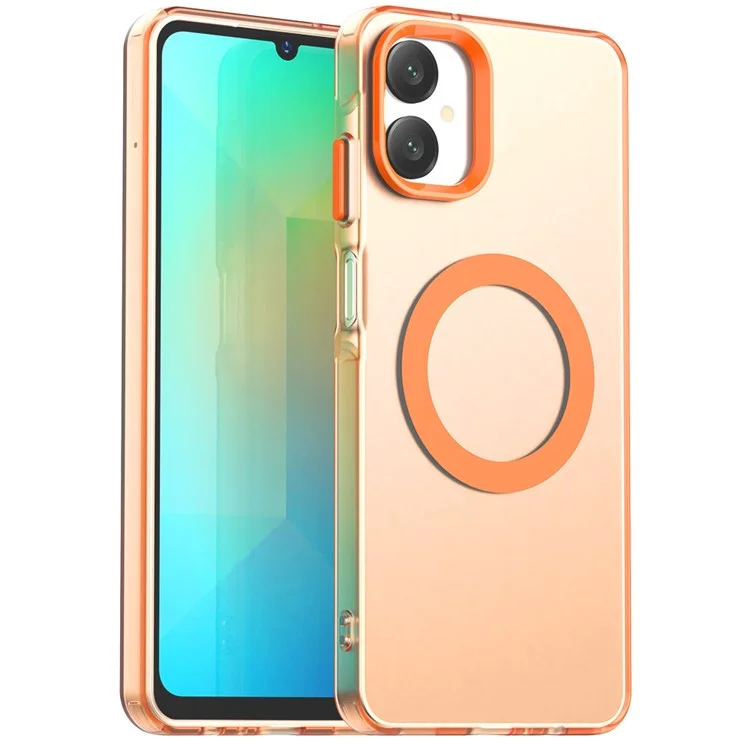 Capa para Samsung Galaxy A06 5G Compatível com MagSafe Antiderrapante Híbrida para Celular - Laranja