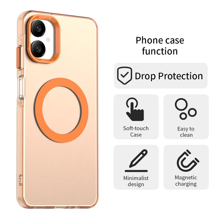 Capa para Samsung Galaxy A06 5G Compatível com MagSafe Antiderrapante Híbrida para Celular - Laranja