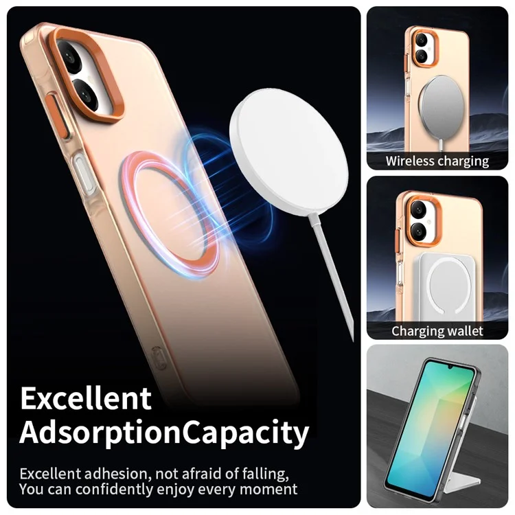 Capa para Samsung Galaxy A06 5G Compatível com MagSafe Antiderrapante Híbrida para Celular - Laranja