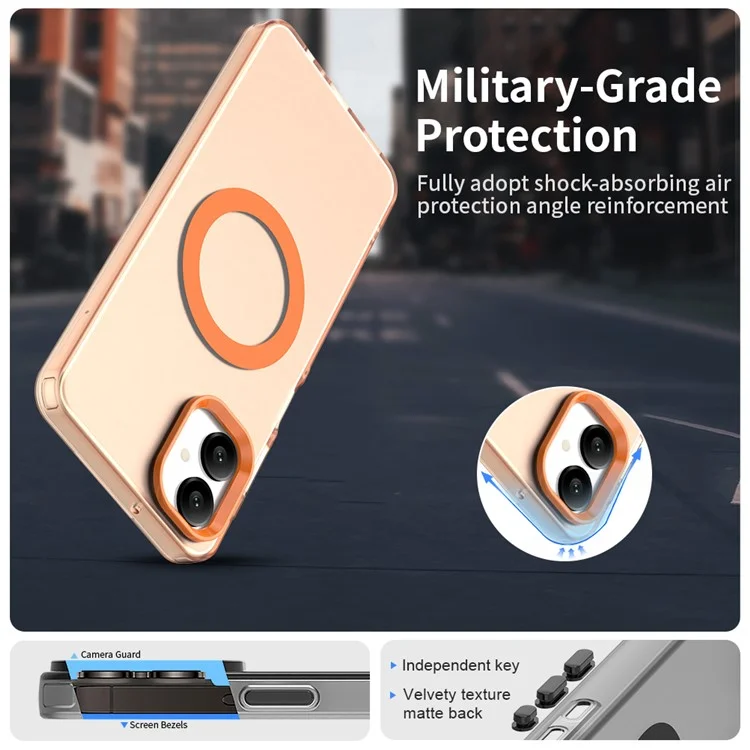 Capa para Samsung Galaxy A06 5G Compatível com MagSafe Antiderrapante Híbrida para Celular - Laranja