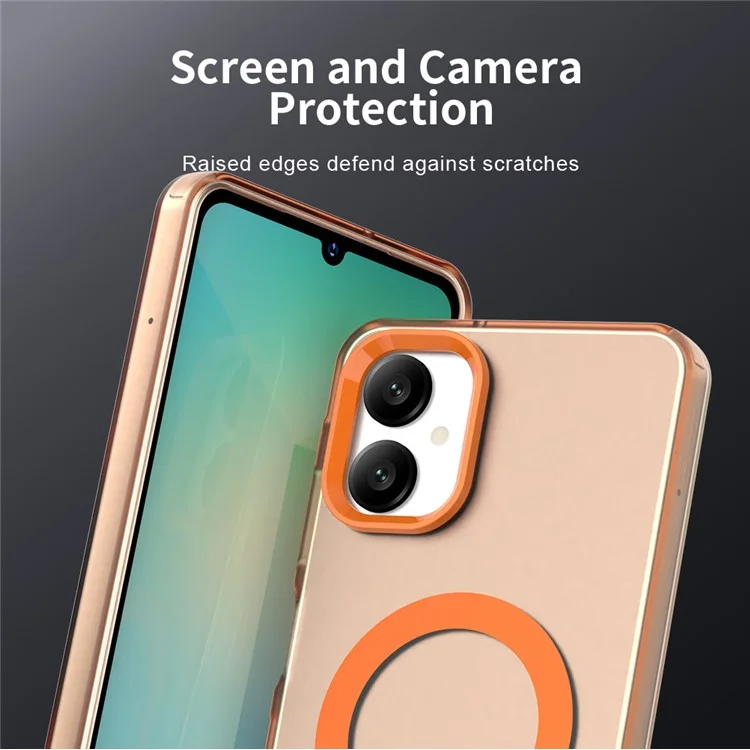 Capa para Samsung Galaxy A06 5G Compatível com MagSafe Antiderrapante Híbrida para Celular - Laranja