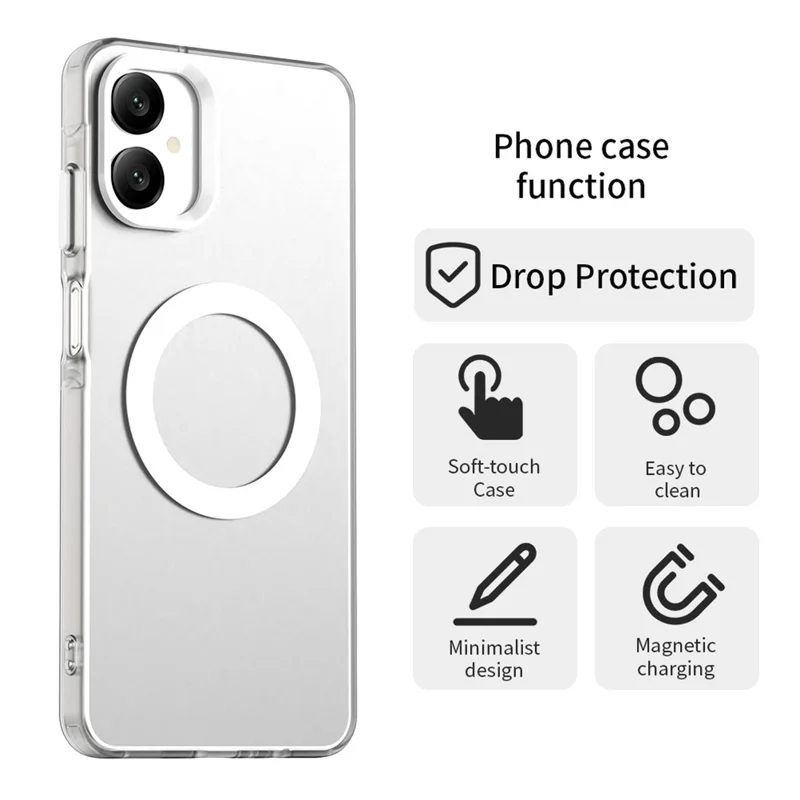 For Samsung Galaxy A06 5G Case Compatible with MagSafe Anti Drop Hybrid Phone Back Cover - White