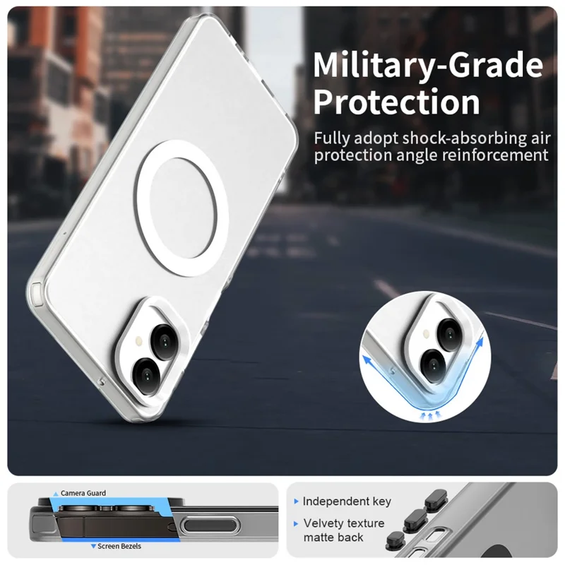 For Samsung Galaxy A06 5G Case Compatible with MagSafe Anti Drop Hybrid Phone Back Cover - White