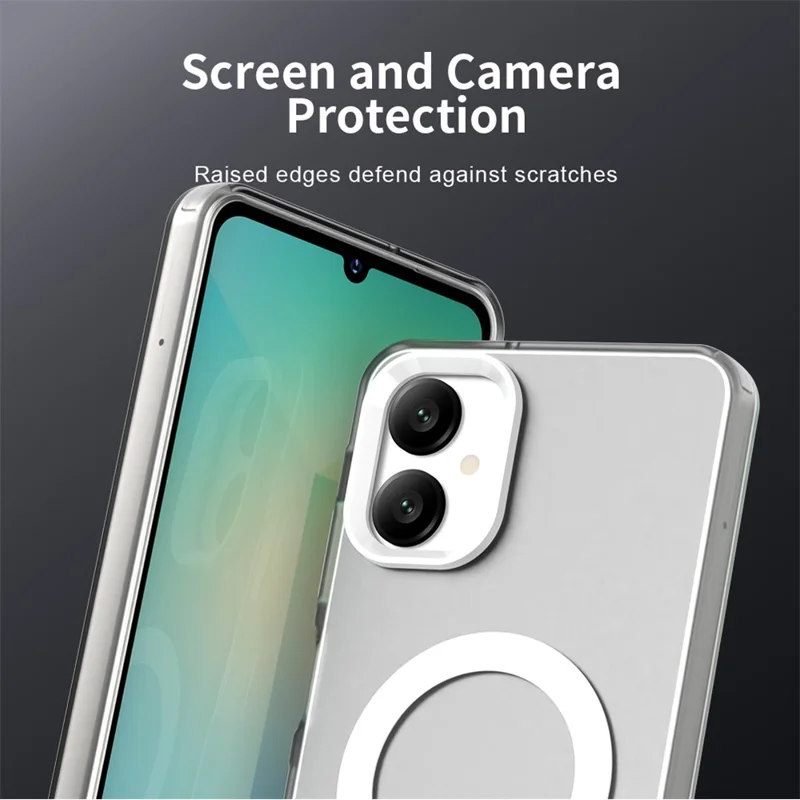 For Samsung Galaxy A06 5G Case Compatible with MagSafe Anti Drop Hybrid Phone Back Cover - White