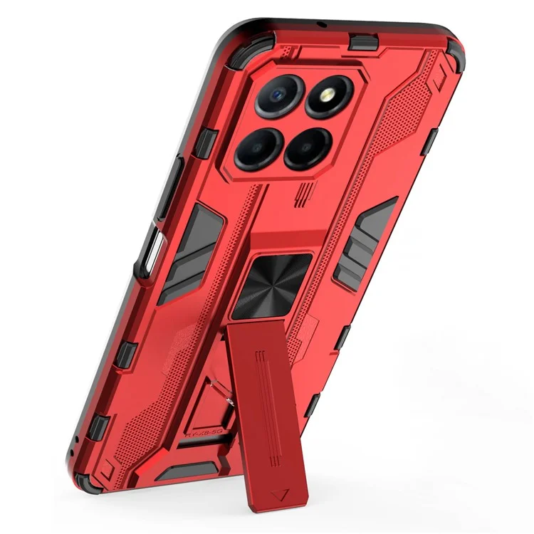 For Honor X8 5G Kickstand Phone Case Anti-drop Hard PC Soft TPU Schockabsorbierende Abdeckung - Rot