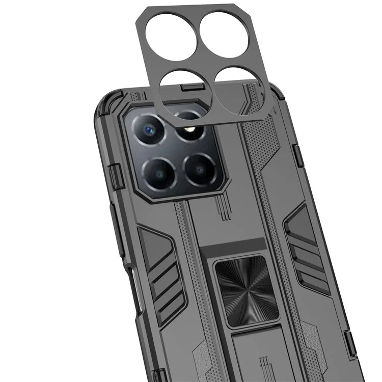 For Honor X8 5G Kickstand Phone Case Anti-drop Hard PC Soft TPU Schockabsorbierende Abdeckung - Rot
