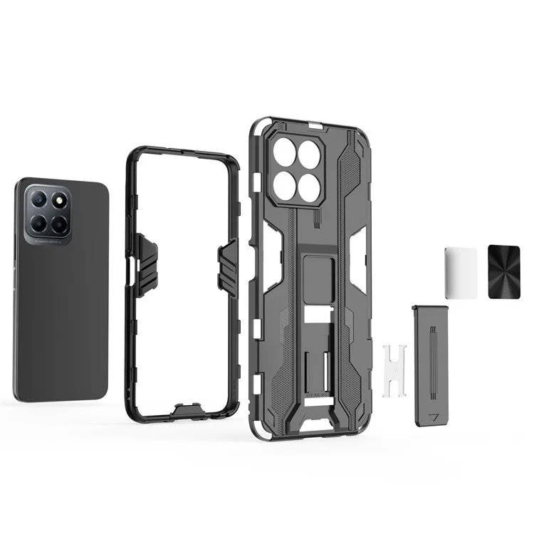 For Honor X8 5G Kickstand Phone Case Anti-drop Hard PC Soft TPU Schockabsorbierende Abdeckung - Rot