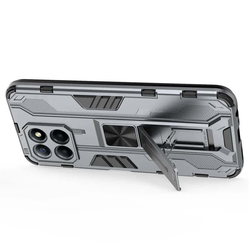 Para Honor X8 5G Kickstand Phone Case Anti-drop Hard PC Soft TPU Cubierta a Prueba de Choques - Gris