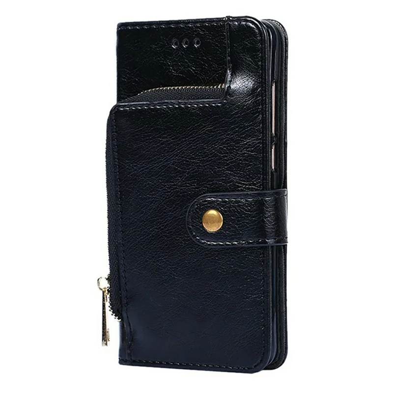 For Motorola Moto G05 4G Case Zipper Pocket PU Leather Wallet Flip Phone Cover - Black
