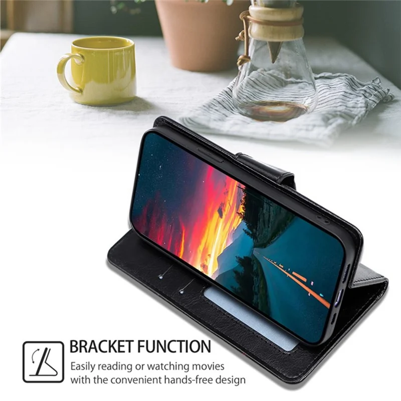 For Realme 14x 5G / C75 4G Case Wallet PU Leather + TPU Folding Stand Phone Cover - Black