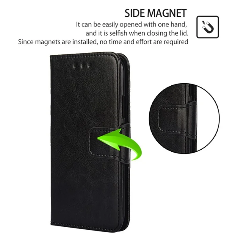 For Realme 14x 5G / C75 4G Case Wallet PU Leather + TPU Folding Stand Phone Cover - Black