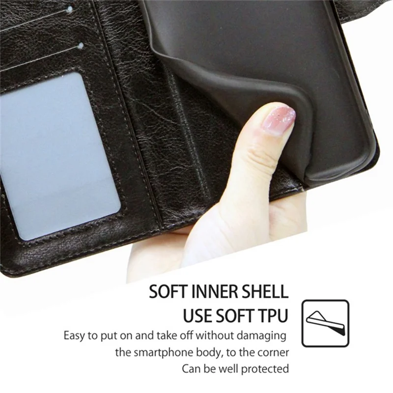 For Realme 14x 5G / C75 4G Case Wallet PU Leather + TPU Folding Stand Phone Cover - Black