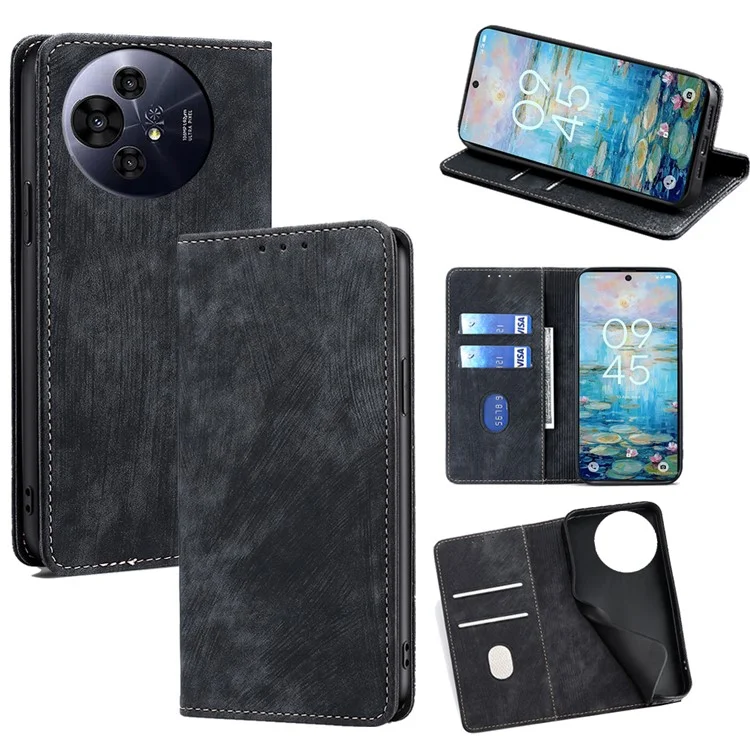 For TCL 50 Pro NxtPaper 5G  /  50 NxtPaper 5G Case RFID Blocking Wallet Leather Phone Cover - Black