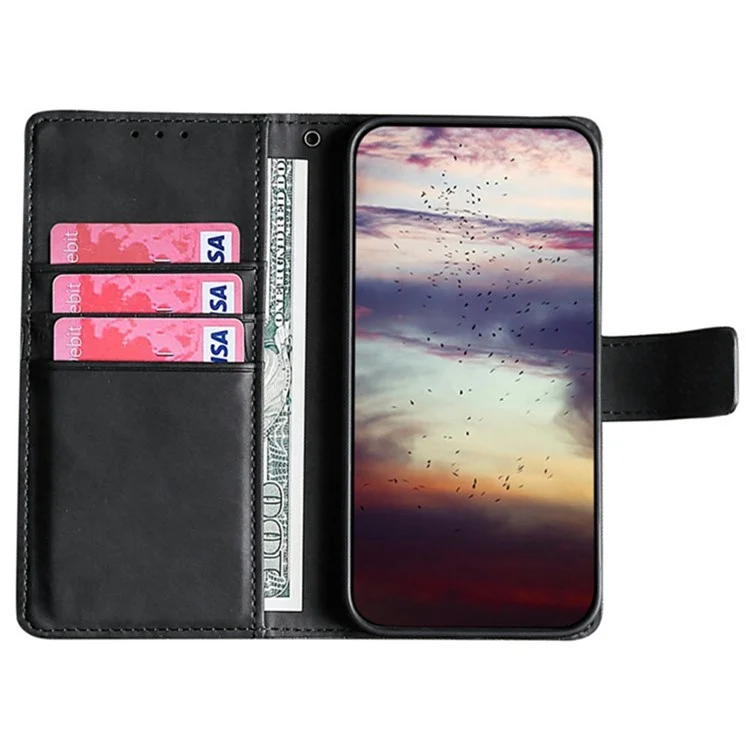 For TECNO Pova 6 Neo 5G  /  Spark 30 5G Leather Case Wallet Stand Crocodile Texture Mobile Phone Cover - Black