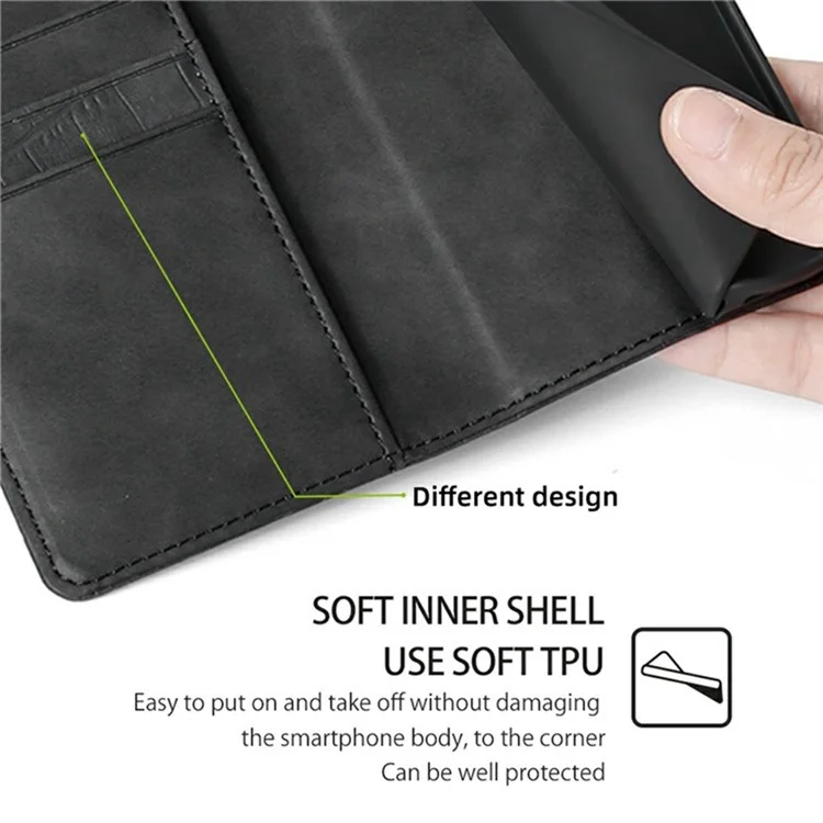 For TECNO Pova 6 Neo 5G  /  Spark 30 5G Leather Case Wallet Stand Crocodile Texture Mobile Phone Cover - Black
