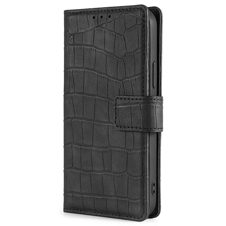 For TECNO Pova 6 Neo 5G  /  Spark 30 5G Leather Case Wallet Stand Crocodile Texture Mobile Phone Cover - Black