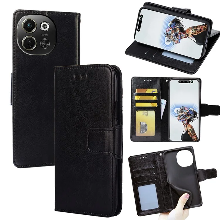 For TECNO Pova 6 Neo 5G  /  Spark 30 5G Case Wallet PU Leather + TPU Folding Stand Phone Cover - Black