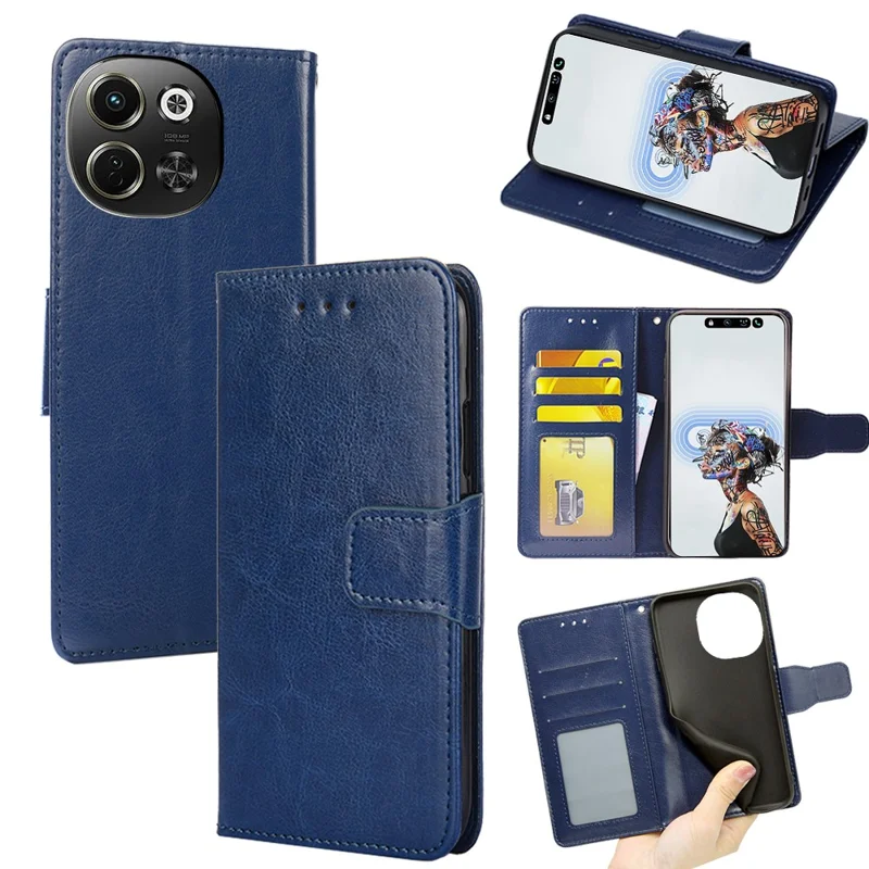 For TECNO Pova 6 Neo 5G  /  Spark 30 5G Case Wallet PU Leather + TPU Folding Stand Phone Cover - Sapphire