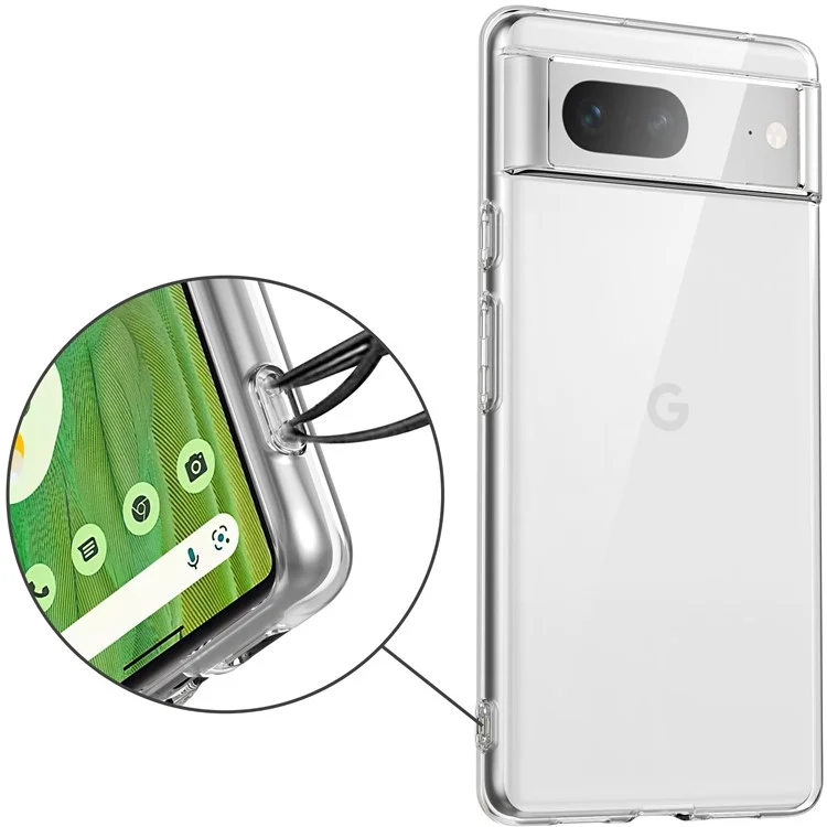 For Google Pixel 7 5G Anti-scratch Transparent Phone Case TPU Cover with 2.5D Arc Edge Tempered Glass Screen Protector