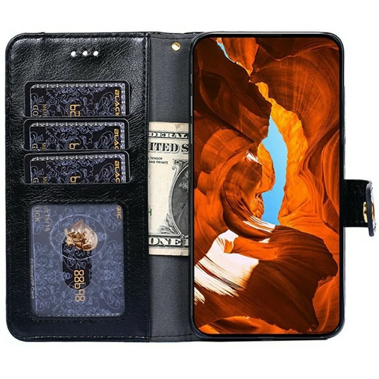 For Xiaomi Redmi Turbo 4 5G / Poco X7 Pro 5G Case Zipper Pocket PU Leather Wallet Flip Phone Cover - Black