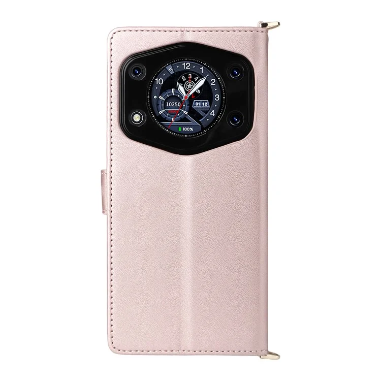 Para Cubot A30 Capa de Carteira com Alça de Ombro / Pulso Capa de Couro para Celular com Suporte - Rosa