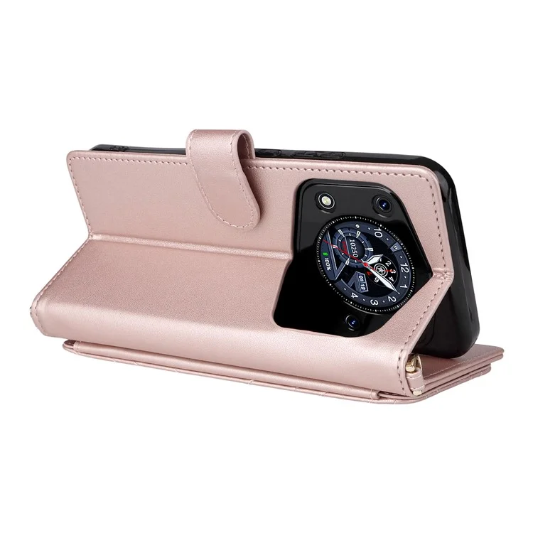 Para Cubot A30 Capa de Carteira com Alça de Ombro / Pulso Capa de Couro para Celular com Suporte - Rosa
