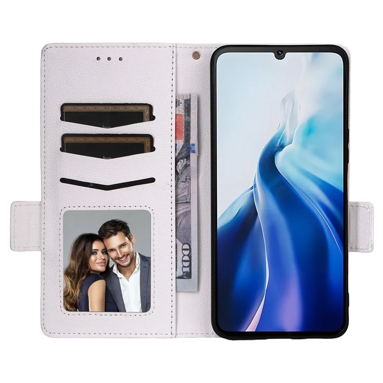 Capa para Cubot A30 com Alça de Pulso Textura de Couro Sintético Carteira para Celular - Branco