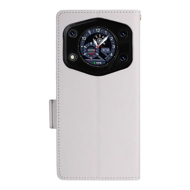 Capa para Cubot A30 com Alça de Pulso Textura de Couro Sintético Carteira para Celular - Branco