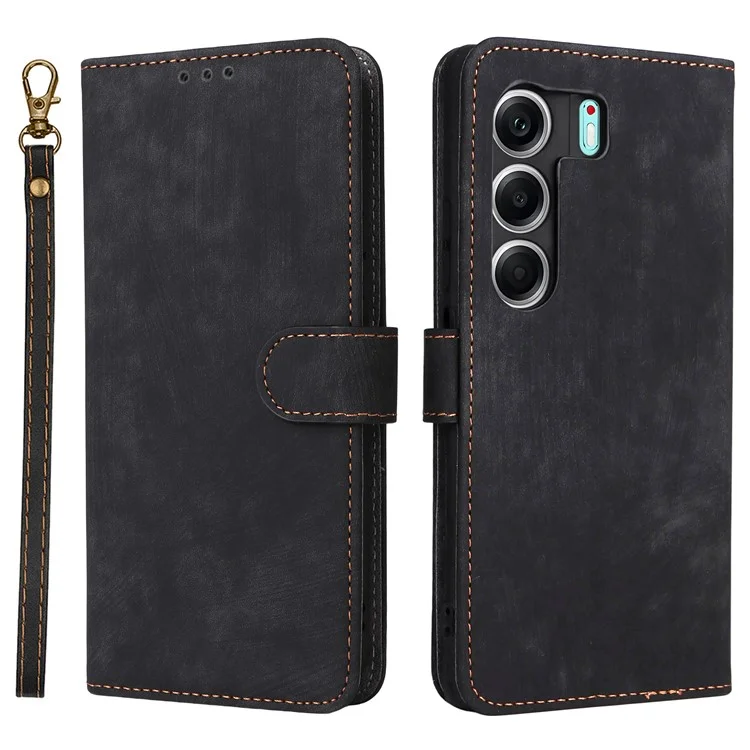 Per TECNO Camon 40 Pro 4G / 5G Custodia Portafoglio Blocco RFID Copertura in Pelle PU con Cinturino - Nero