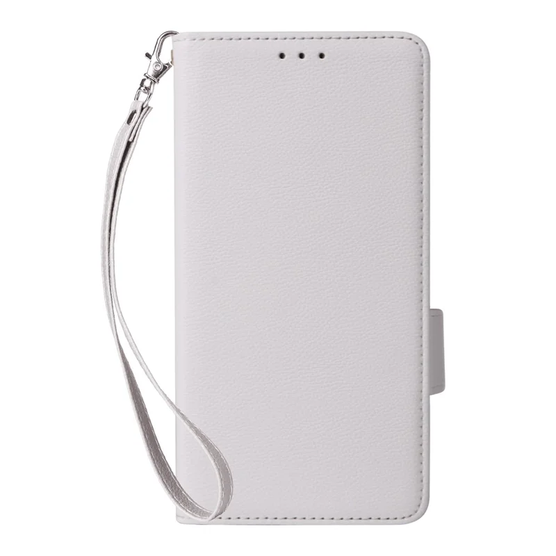 For Realme Neo7x 5G  /  P3 5G Case with Wrist Strap Litchi Texture PU Leather Wallet Phone Cover - White