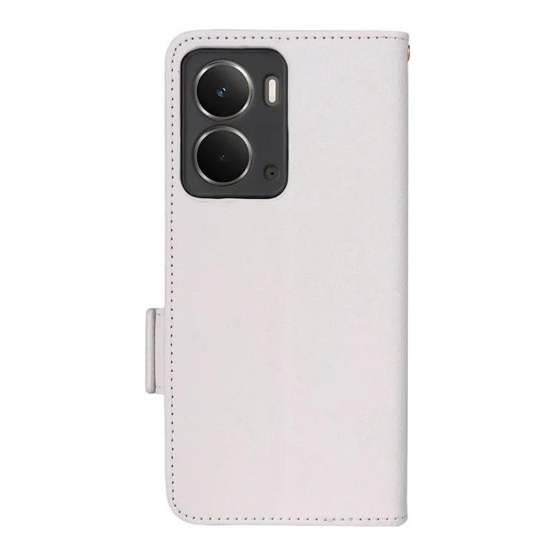 For Realme Neo7x 5G  /  P3 5G Case with Wrist Strap Litchi Texture PU Leather Wallet Phone Cover - White