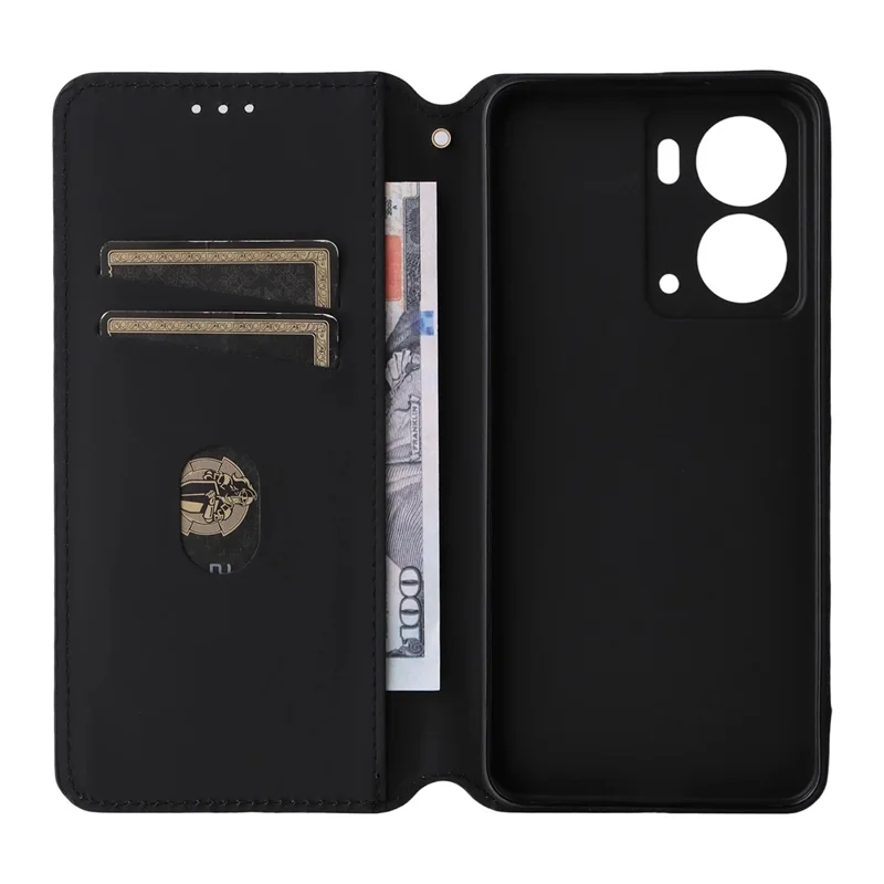 For Realme Neo7x 5G  /  P3 5G Case Wallet Rhombus Imprinted Leather Phone Cover - Black
