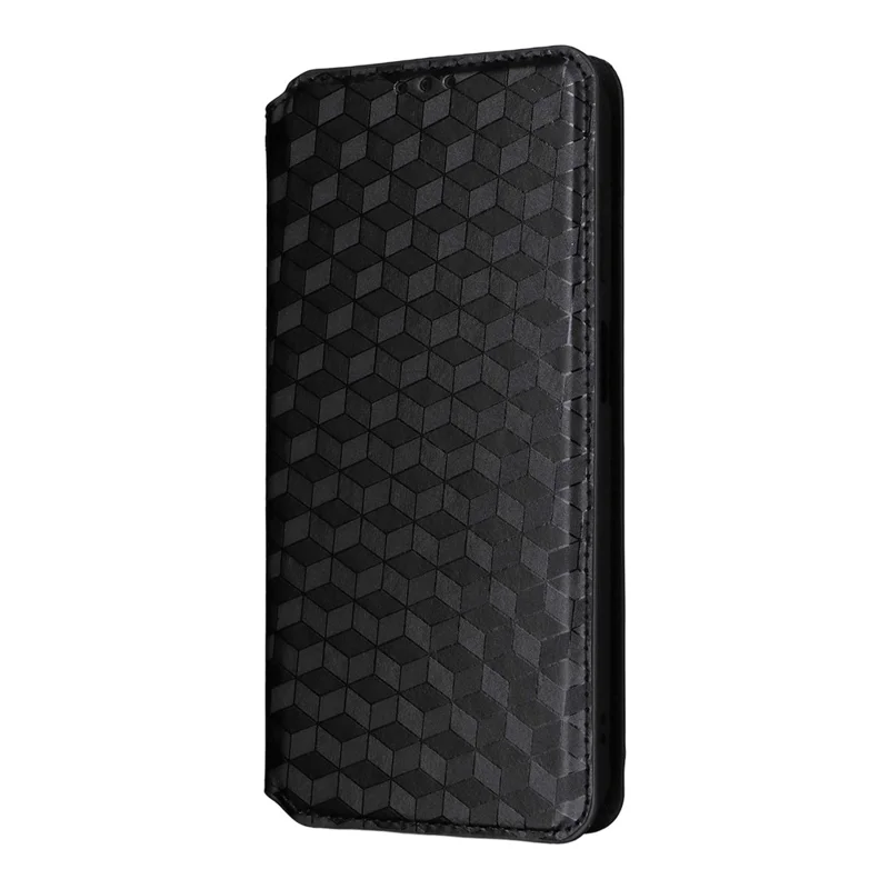 For Realme Neo7x 5G  /  P3 5G Case Wallet Rhombus Imprinted Leather Phone Cover - Black