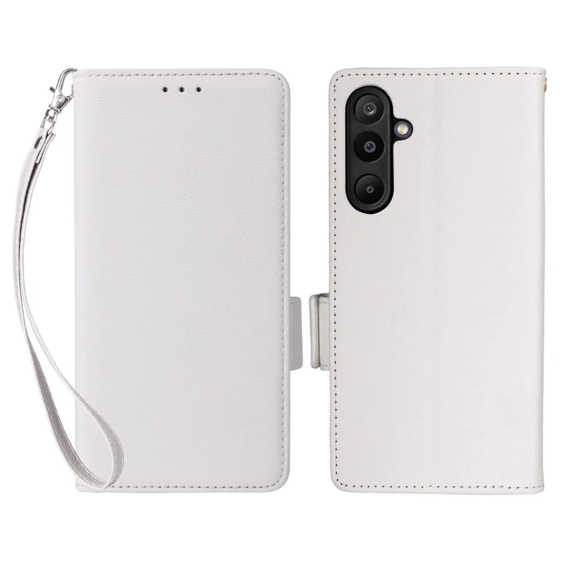 Per Samsung Galaxy M16 5G / F16 5G Custodia con cinturino da polso Texture Litchi Custodia in pelle PU Wallet Phone - Bianco