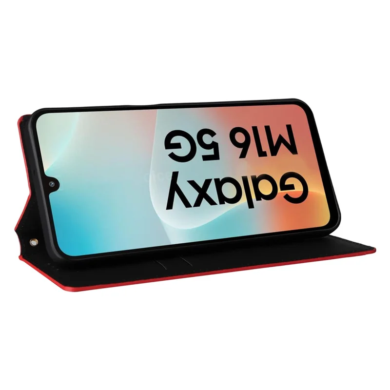 For Samsung Galaxy M16 5G  /  F16 5G Case Wallet Rhombus Imprinted Leather Phone Cover - Red