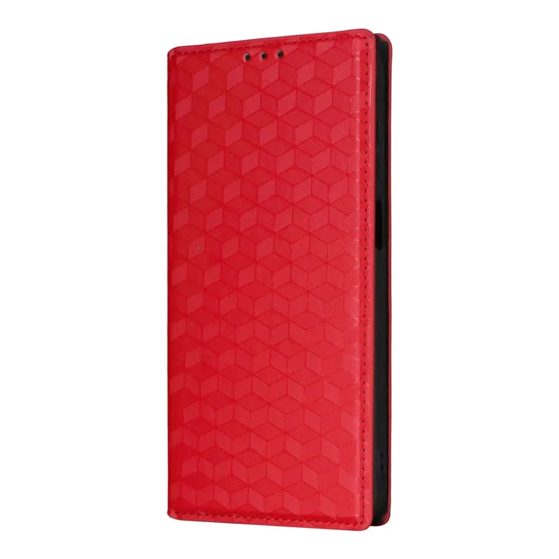 For Samsung Galaxy M16 5G  /  F16 5G Case Wallet Rhombus Imprinted Leather Phone Cover - Red