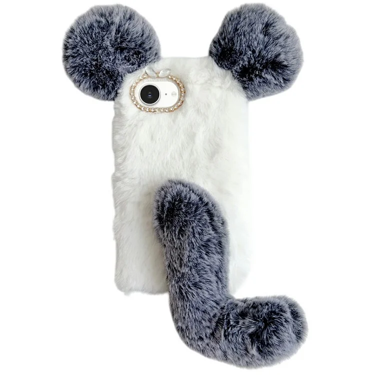 Cover per iPhone 16e Custodia Peluche Topo Invernale Morbida TPU - Grigio