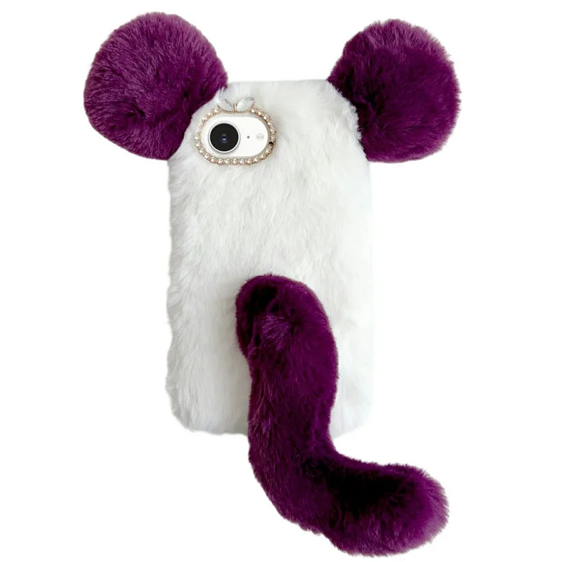 For iPhone 17e / 16e Case Plush Mouse Winter Fluffy TPU Phone Cover - Rose