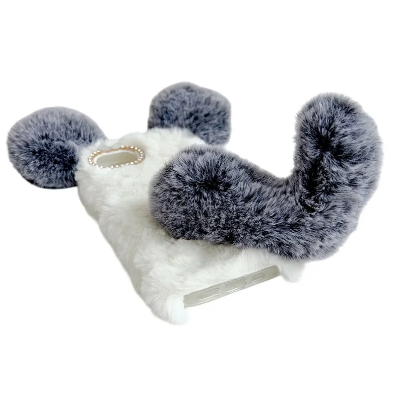 For iPhone 17e / 16e Case Plush Mouse Winter Fluffy TPU Phone Cover - Rose