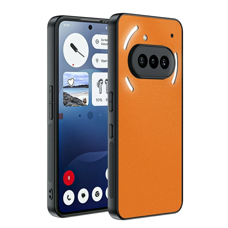 For Nothing Phone (3a) Case PU Leather Coated PC + TPU Anti-Drop Phone Cover - Orange